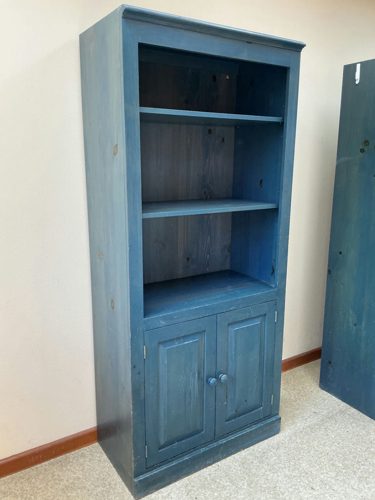 Blue cabinet with open shelving and lower cupboard - image 2 of 4