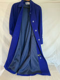 Royal blue long wool coat for women - thumbnail 3 of 5