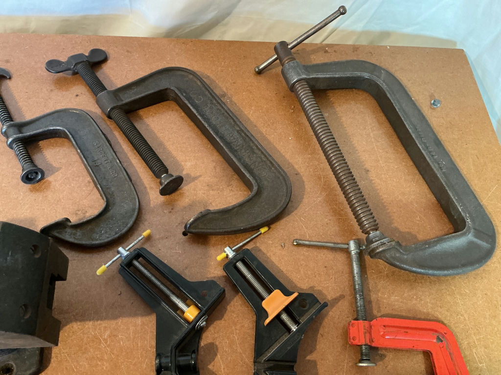 Assorted vintage woodworking clamps and bench vise - image 5 of 7