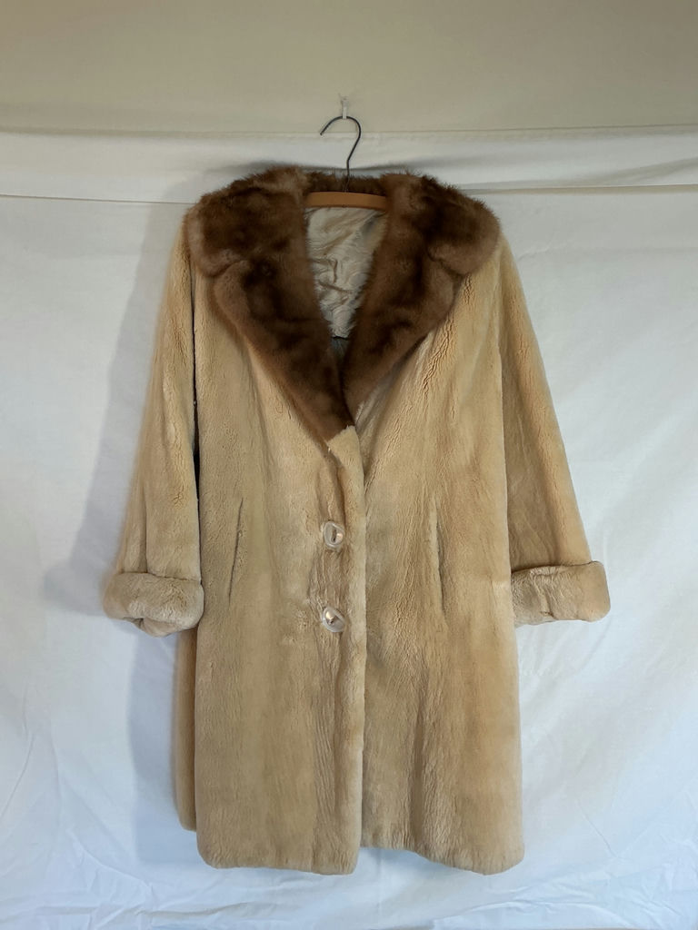 Vintage Shearling tea length coat with mink collar. - image 1 of 5