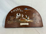 Vintage Woven wall hanging & rosewood inlay plaque from India. - thumbnail 4 of 6