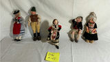 Group of six fabric dolls in traditional folk costumes - thumbnail 1 of 13