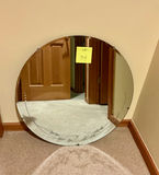 Vintage Round wall mirror with etched floral border - thumbnail 1 of 3