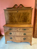 Antique wooden secretary desk with upper cabinet and interior pigeonholes - thumbnail 1 of 5