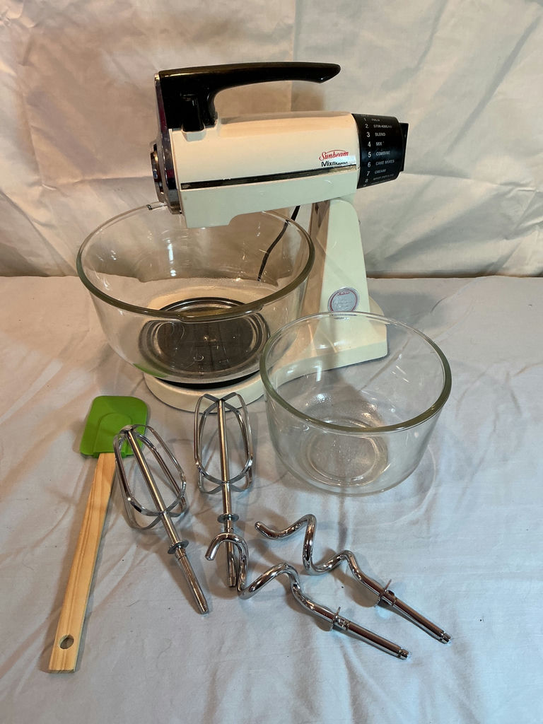 Sunbeam Mixmaster stand mixer with bowls and kitchen accessories - image 5 of 5