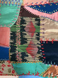 Antique silk patchwork quilt with embroidery. - thumbnail 13 of 14