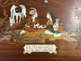 Vintage Woven wall hanging & rosewood inlay plaque from India. - thumbnail 5 of 6