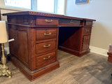 Antique wooden desk with multiple drawers - thumbnail 1 of 9