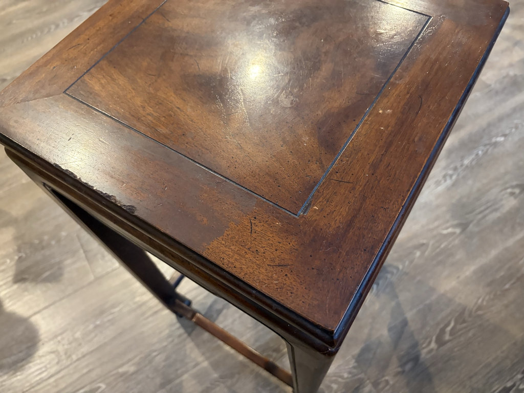 Dark wood square-top side table - image 4 of 7