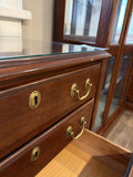 Dark wood five-drawer dresser with brass hardware - thumbnail 4 of 7