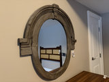 Round rustic wood wall mirror - thumbnail 1 of 6