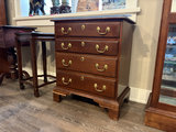 Dark wood five-drawer dresser with brass hardware - thumbnail 6 of 7