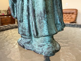 Bronze Chinese scholar with scroll on a carved wooden stand - thumbnail 11 of 11