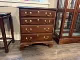 Dark wood five-drawer dresser with brass hardware - thumbnail 7 of 7