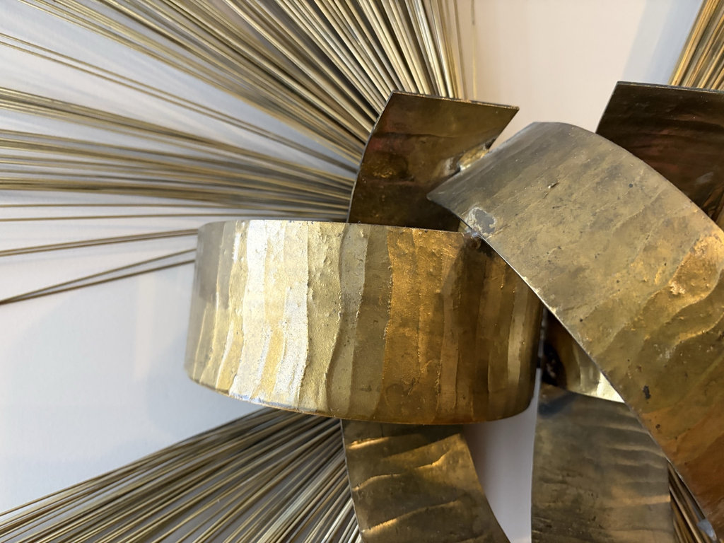 Gold-toned metal sunburst wall sculpture - image 3 of 5