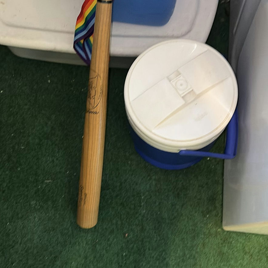 Wooden baseball bat with coolers and storage bins - image 2 of 4