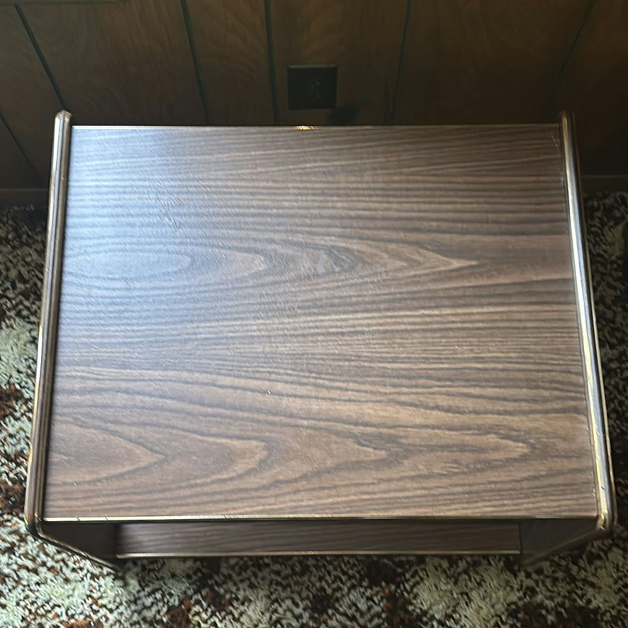 Wooden Two-Tier Side Table with Cosmo AM/FM Digital Clock Radio - image 2 of 13