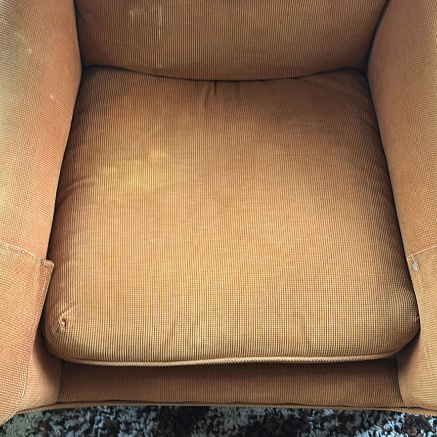 Orange tufted mid-century lounge chair - image 2 of 5
