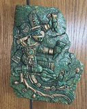 Turquoise carved warrior relief, geometric framed print, and heraldic crest plaque - thumbnail 1 of 5