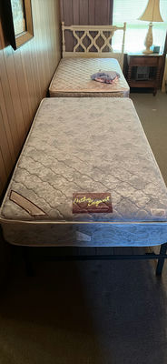3 Twin mattresses with 2 Decorative Headboards - Image 1 of 8