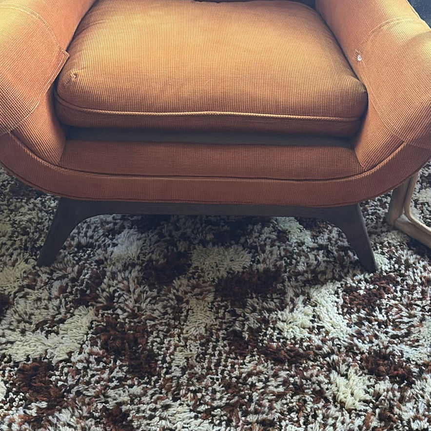 Orange tufted mid-century lounge chair - image 5 of 5