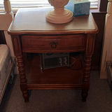 End table with ornate lamp and vintage radio - thumbnail 2 of 7
