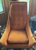 Orange tufted mid-century lounge chair - thumbnail 1 of 5