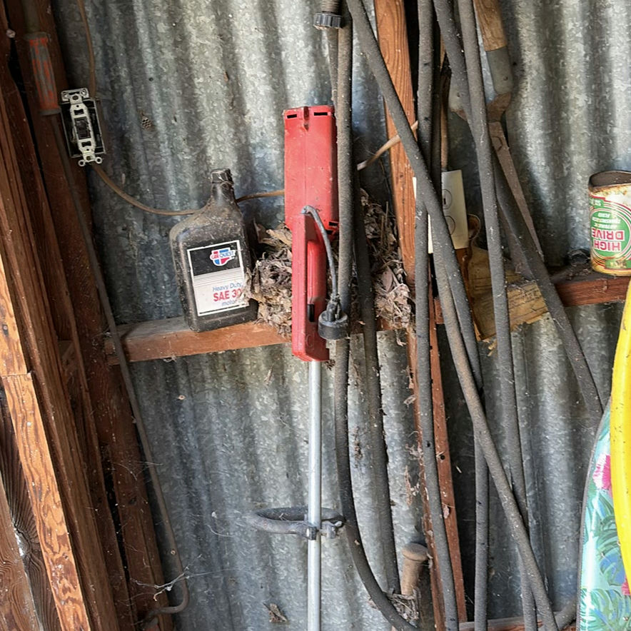 Ladder, Poulan electric chainsaw, and assorted workshop tools - image 7 of 7