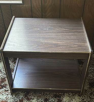 Wooden Two-Tier Side Table with Cosmo AM/FM Digital Clock Radio - Image 1 of 13