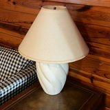 2 Twisted white ceramic lamps on 2 wooden end tables - thumbnail 4 of 8