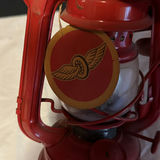 Pair of red vintage Winged Wheel lanterns - thumbnail 4 of 7