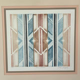 Turquoise carved warrior relief, geometric framed print, and heraldic crest plaque - thumbnail 3 of 5