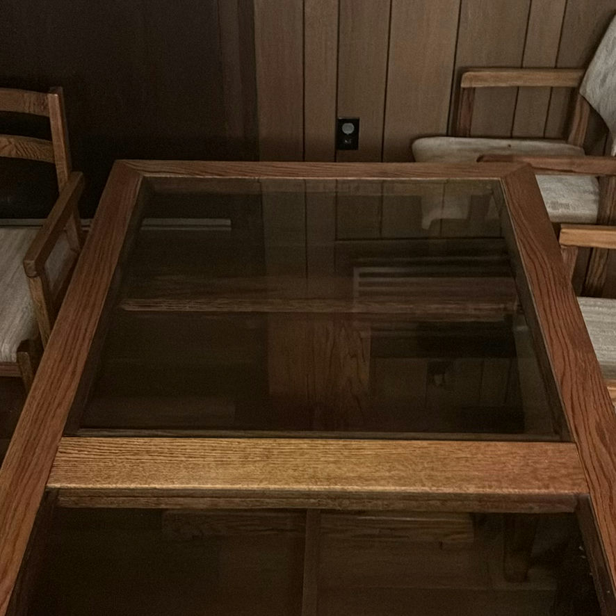 Wooden chairs with glass-top coffee table - image 9 of 10