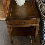 2 Twisted white ceramic lamps on 2 wooden end tables - thumbnail 7 of 8