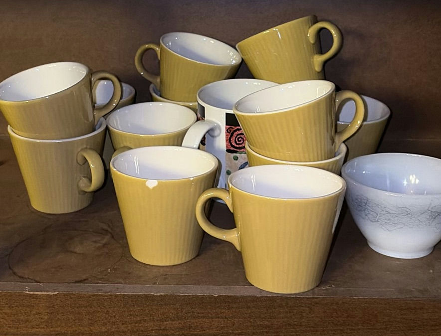 Yellow Mugs, Plates, and Creamer with Filter Cone - image 2 of 5