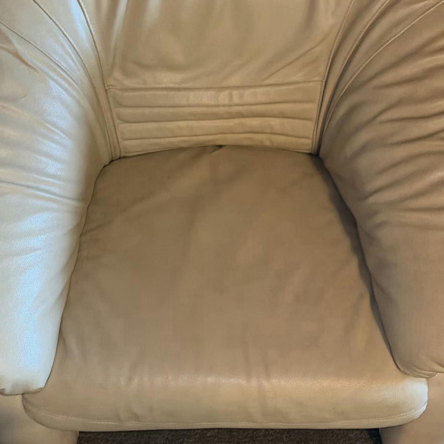 Cream Leather Armchair - image 2 of 5