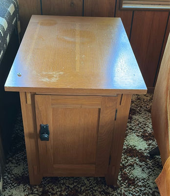 2 Wooden end tables with storage cabinet - Image 1 of 11
