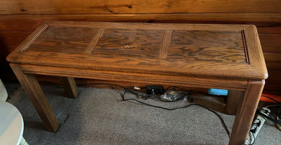 Oak rectangular coffee table with paneled top - Image 1 of 6