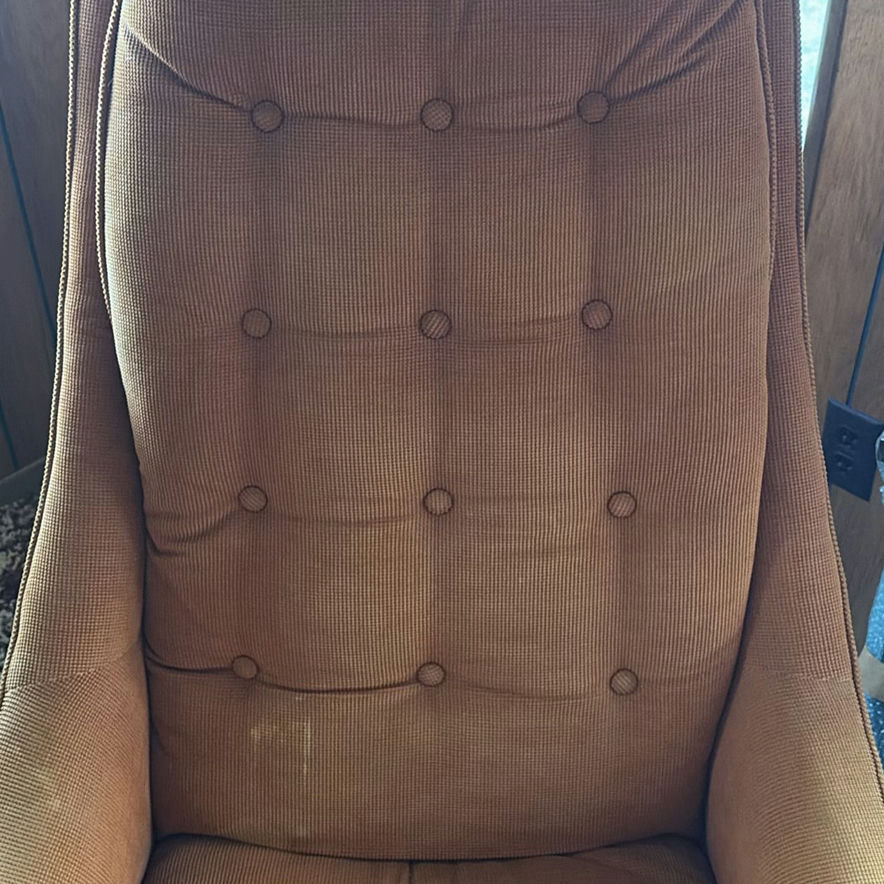 Orange tufted mid-century lounge chair - image 3 of 5