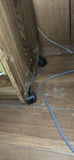 Wooden cabinet with open shelf, drawer, and electronics - thumbnail 3 of 4
