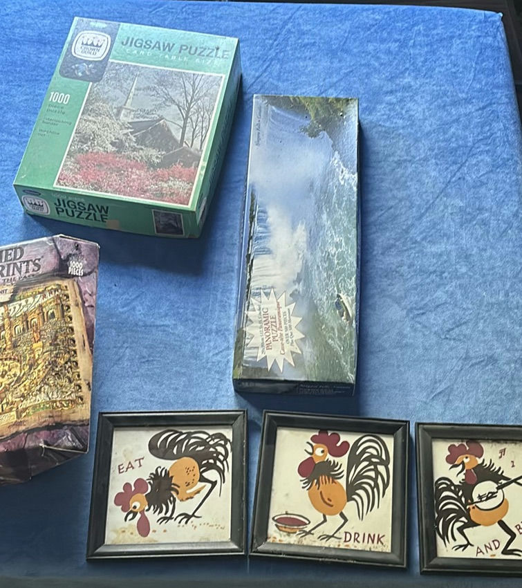Assorted Jigsaw Puzzles and Framed Rooster Prints - image 3 of 13