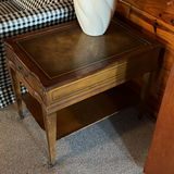 2 Twisted white ceramic lamps on 2 wooden end tables - thumbnail 3 of 8