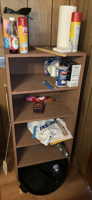 Pantry shelf with cooking supplies and snacks - Image 1 of 5
