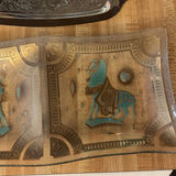 Embossed black serving tray and decorative etched glass panels - thumbnail 3 of 4