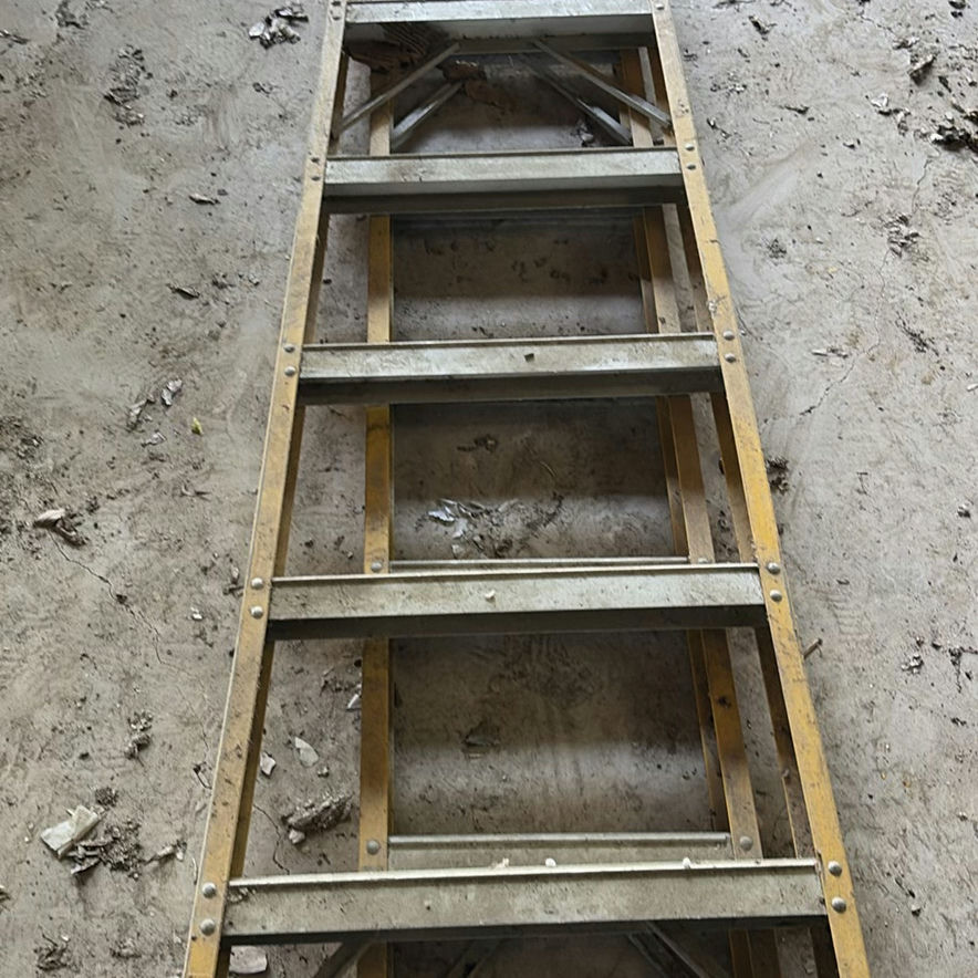 Yellow metal folding ladder - image 5 of 5