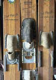 Set of three vintage wooden skis with bindings - thumbnail 3 of 4