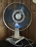 Vintage 12-Inch Oscillating Fan and Ceramic Table Lamp - thumbnail 1 of 6