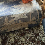 2 Bamboo Rattan Glass-Top Side Tables and Palm-Print Sofa with Orange Cushions - thumbnail 8 of 13