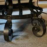 Slate-topped octagonal coffee table with wrought-iron scroll base - thumbnail 3 of 7