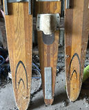 Set of three vintage wooden skis with bindings - thumbnail 4 of 4
